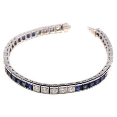 Birks 1950s Sapphire Diamond Platinum Line Bracelet