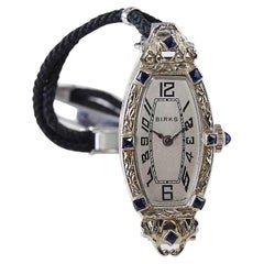 Birks 20Kt. Solid Gold Art Deco Ladies Watch with Sapphires from the 1930's