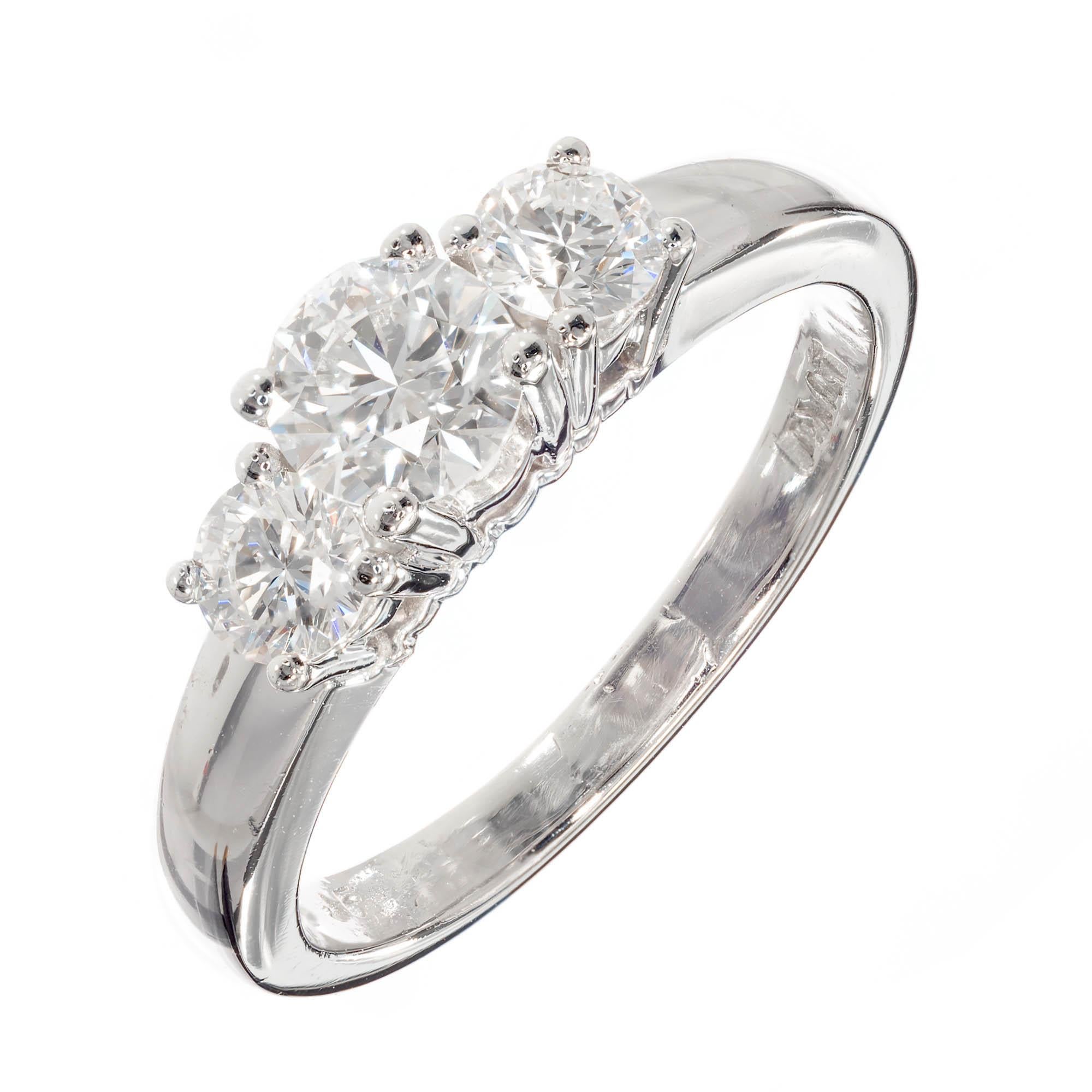 Birks .86 Carat Diamond Platinum Three-Stone Engagement Ring