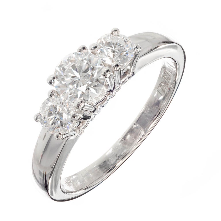 Birks .86 Carat Diamond Platinum Three-Stone Engagement Ring For Sale ...