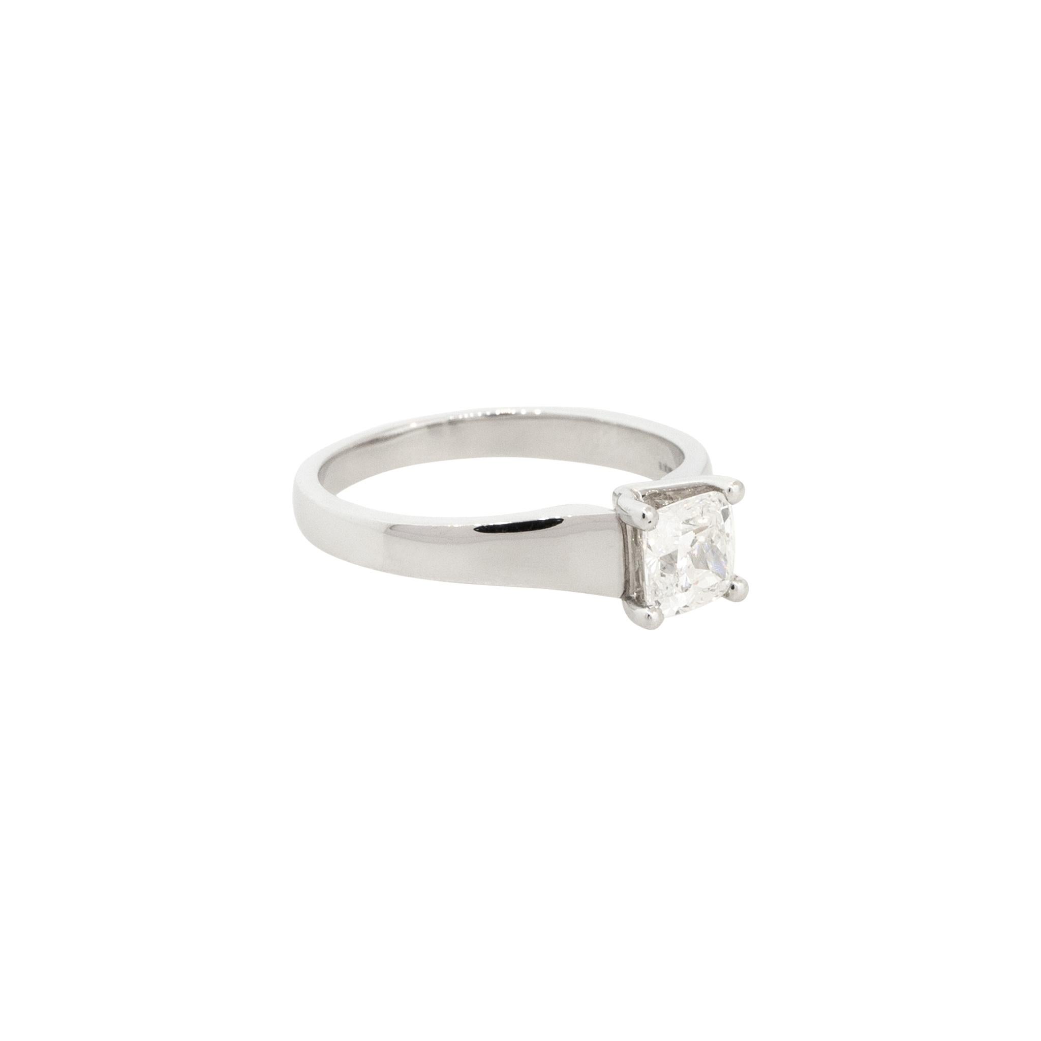 Birks Amorique Platinum 0.73ctw Diamond Engagement Ring
Material: Platinum
Diamond Details: Approx. 0.73ctw Cushion Modified Brilliant Diamond. Center Diamond is G in color and VVS2 in clarity
Dimensions: 5.28 - 5.23 x 3.32 mm
Ring Size: 5.75 (Can