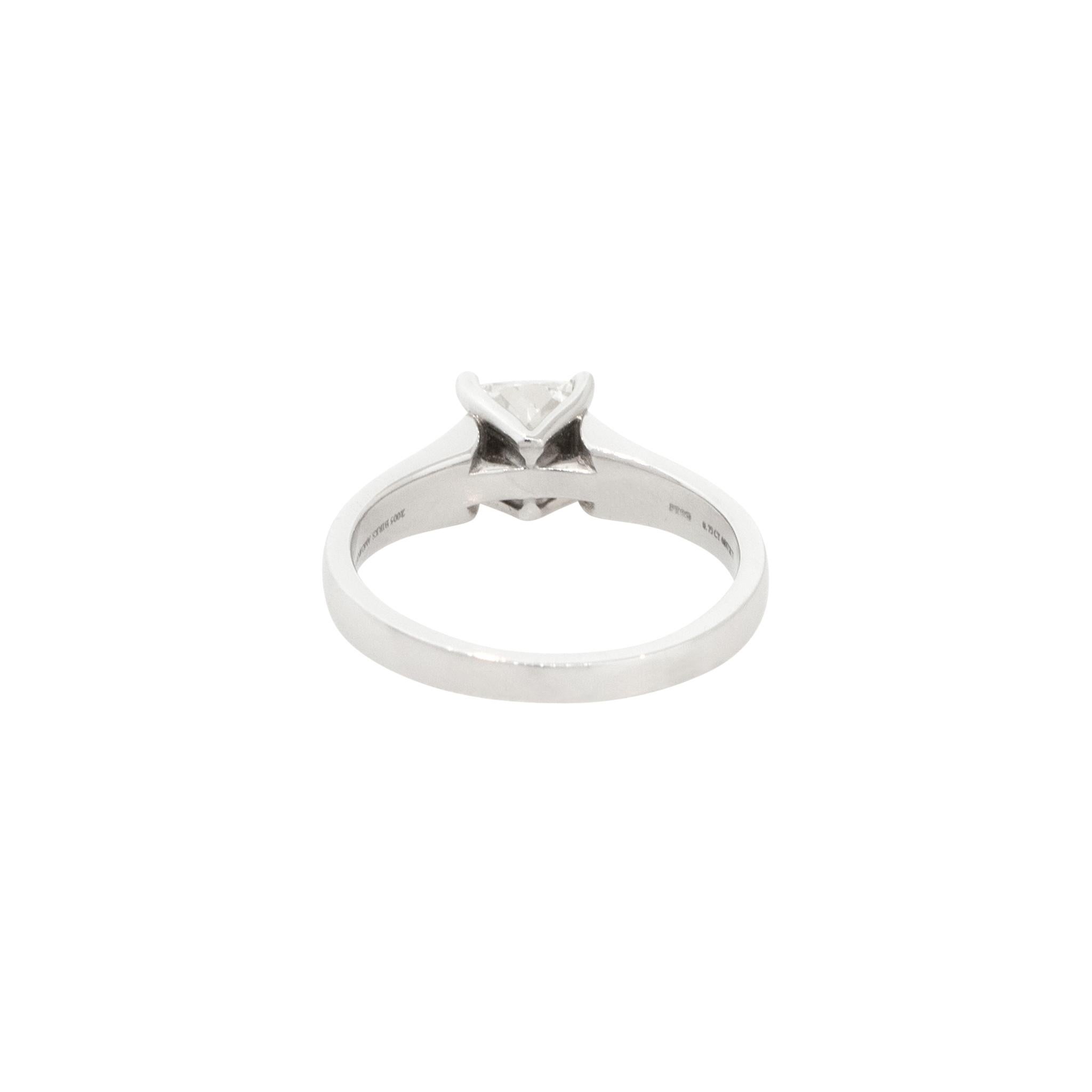 Cushion Cut Birks Amorique 0.73 Carat Diamond Engagement Ring Platinum in Stock For Sale