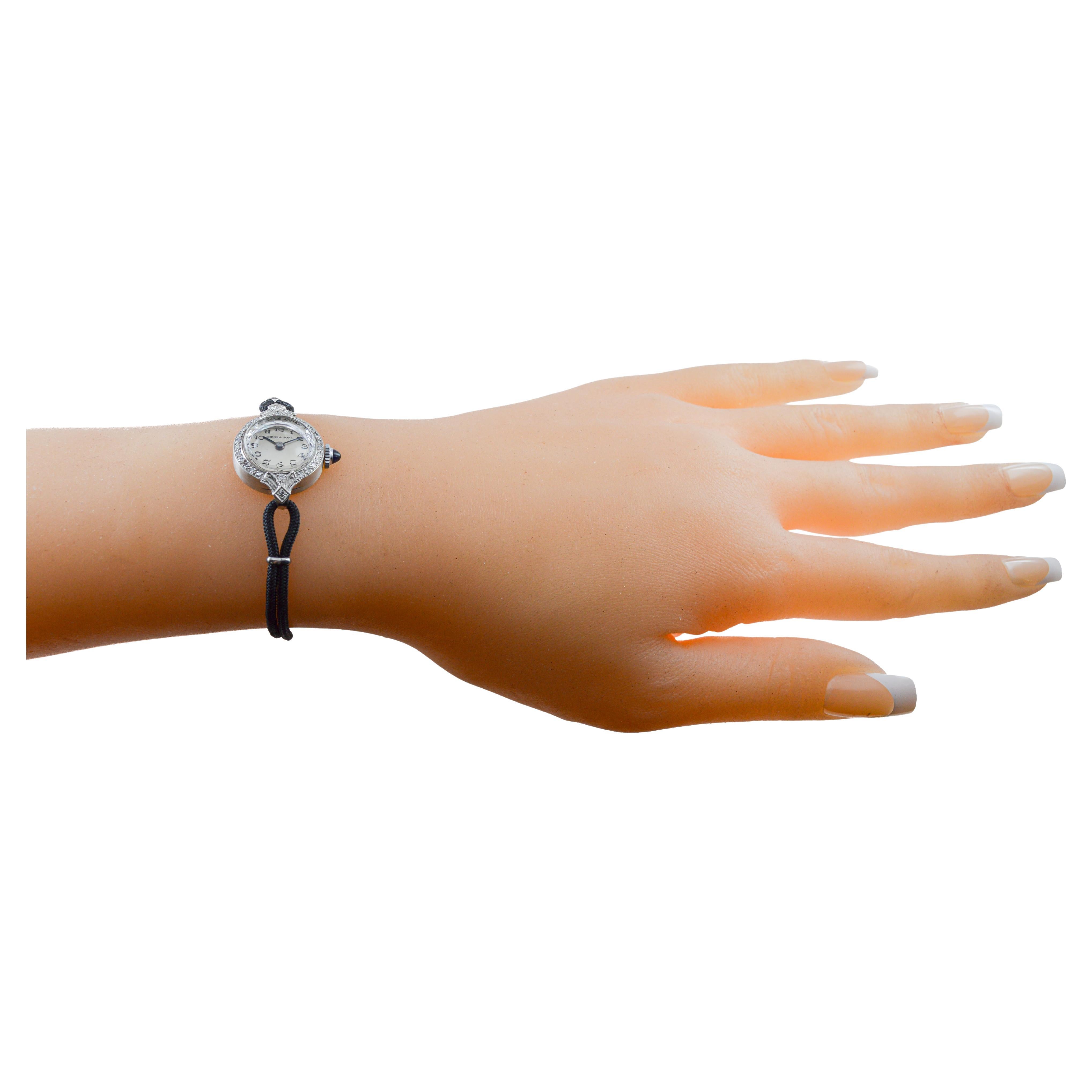 Birks and Sons Platin Damen Art Deco Diamond Dress Watch aus den 1930er Jahren im Angebot 9
