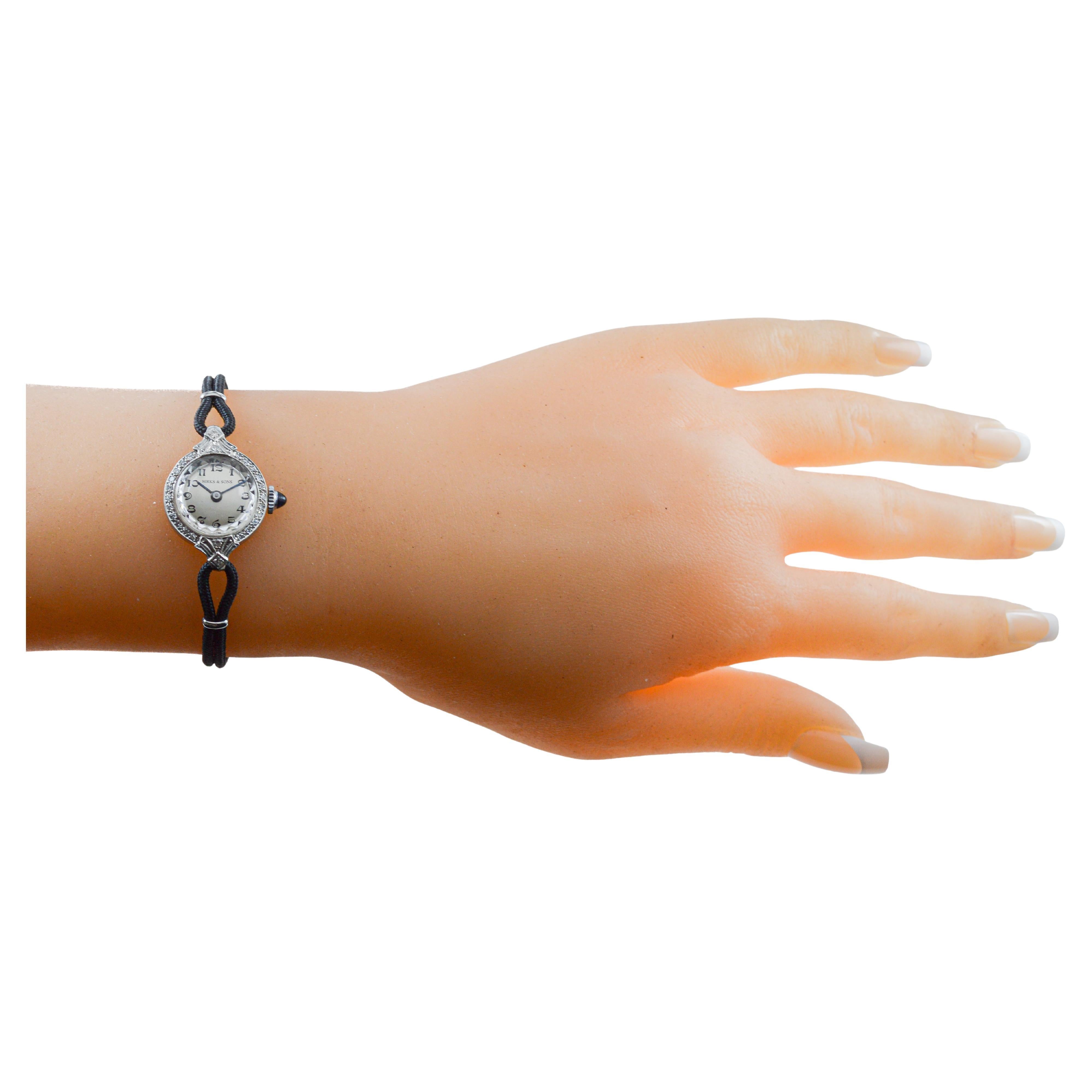 Birks and Sons Platin Damen Art Deco Diamond Dress Watch aus den 1930er Jahren im Angebot 10