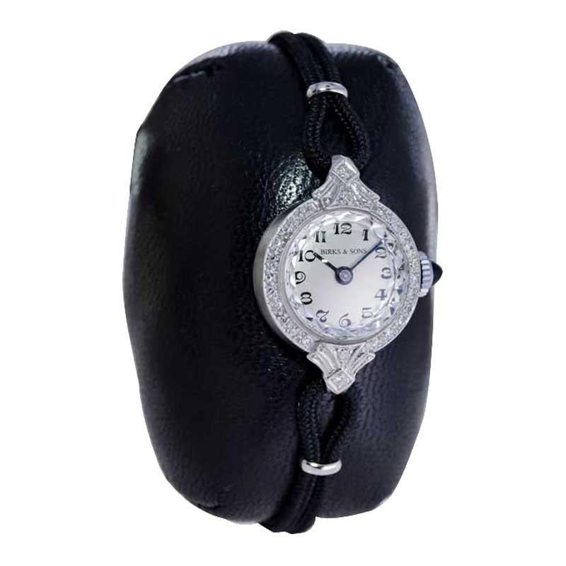 Birks and Sons Platin Damen Art Deco Diamond Dress Watch aus den 1930er Jahren (Art déco) im Angebot