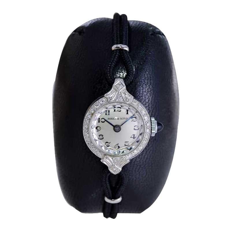 Birks and Sons Platin Damen Art Deco Diamond Dress Watch aus den 1930er Jahren für Damen oder Herren im Angebot
