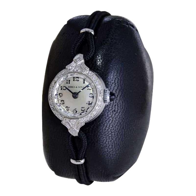 Birks and Sons Platin Damen Art Deco Diamond Dress Watch aus den 1930er Jahren im Angebot 1