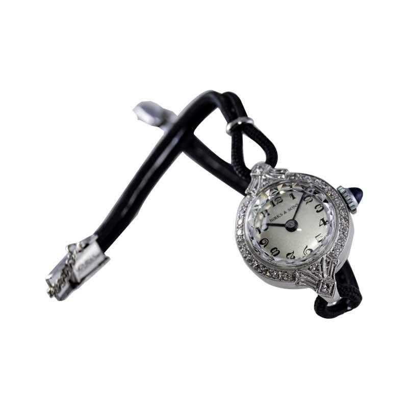 Birks and Sons Platin Damen Art Deco Diamond Dress Watch aus den 1930er Jahren im Angebot 3