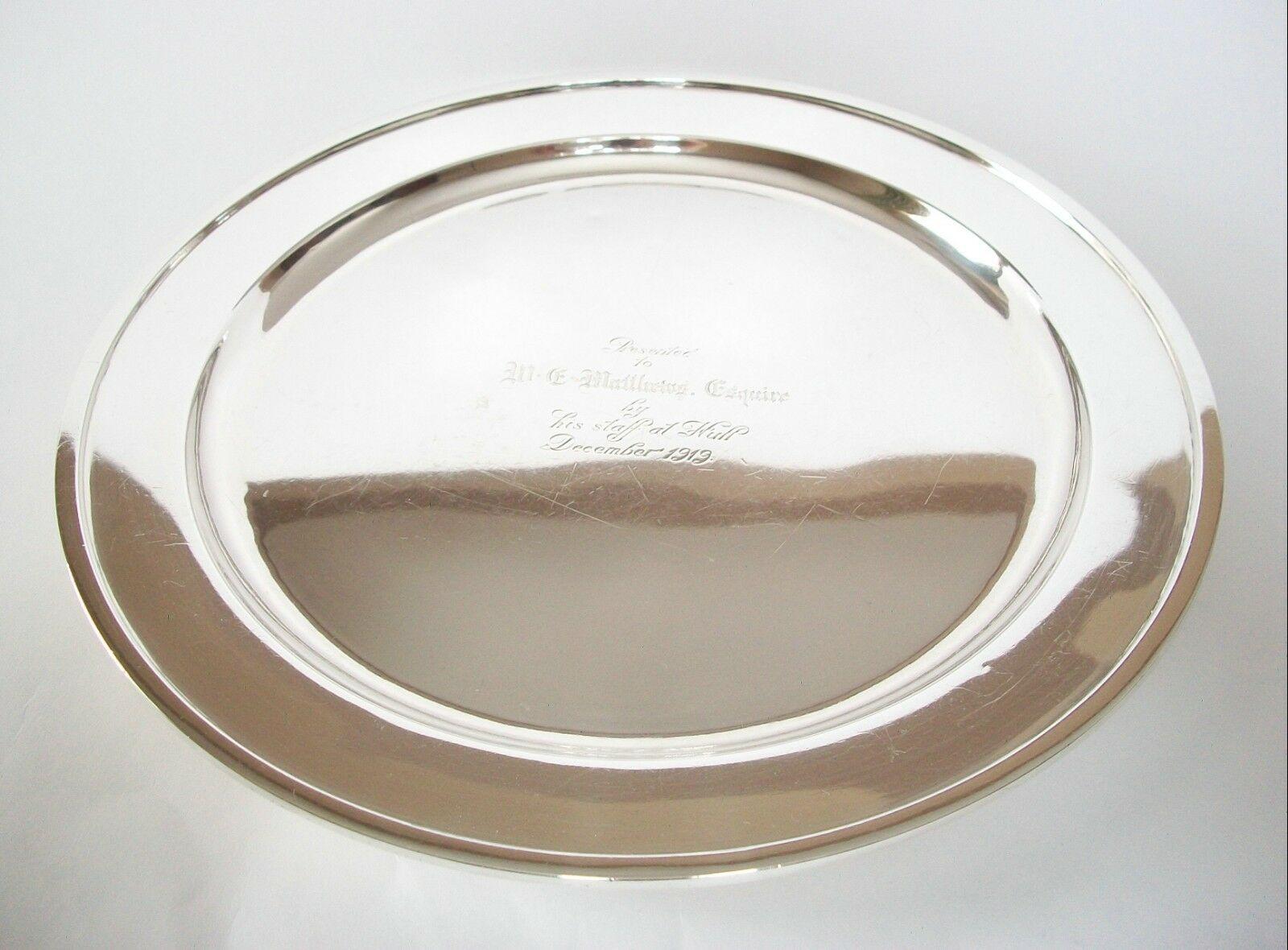 Canadian Birks, Antique Sterling Silver Serving Tray, Canada 'Montreal', Circa 1919 For Sale