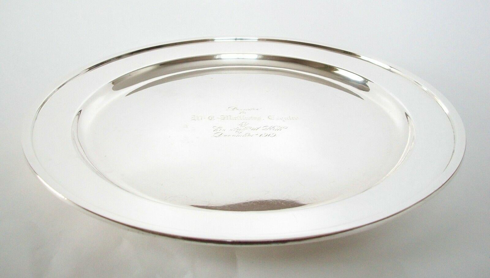 Hand-Crafted Birks, Antique Sterling Silver Serving Tray, Canada 'Montreal', Circa 1919 For Sale