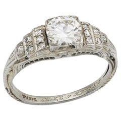 BIRKS Art Deco 18k Diamond Engagement Ring .80ct