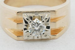 Birks Designer 14K Vintage 0.55CT VS1/F Diamond Solitaire Mens Ring