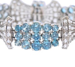 White Zircon and Blue Zircon Birks Canadian 9 Karat Gold  Bracelet
