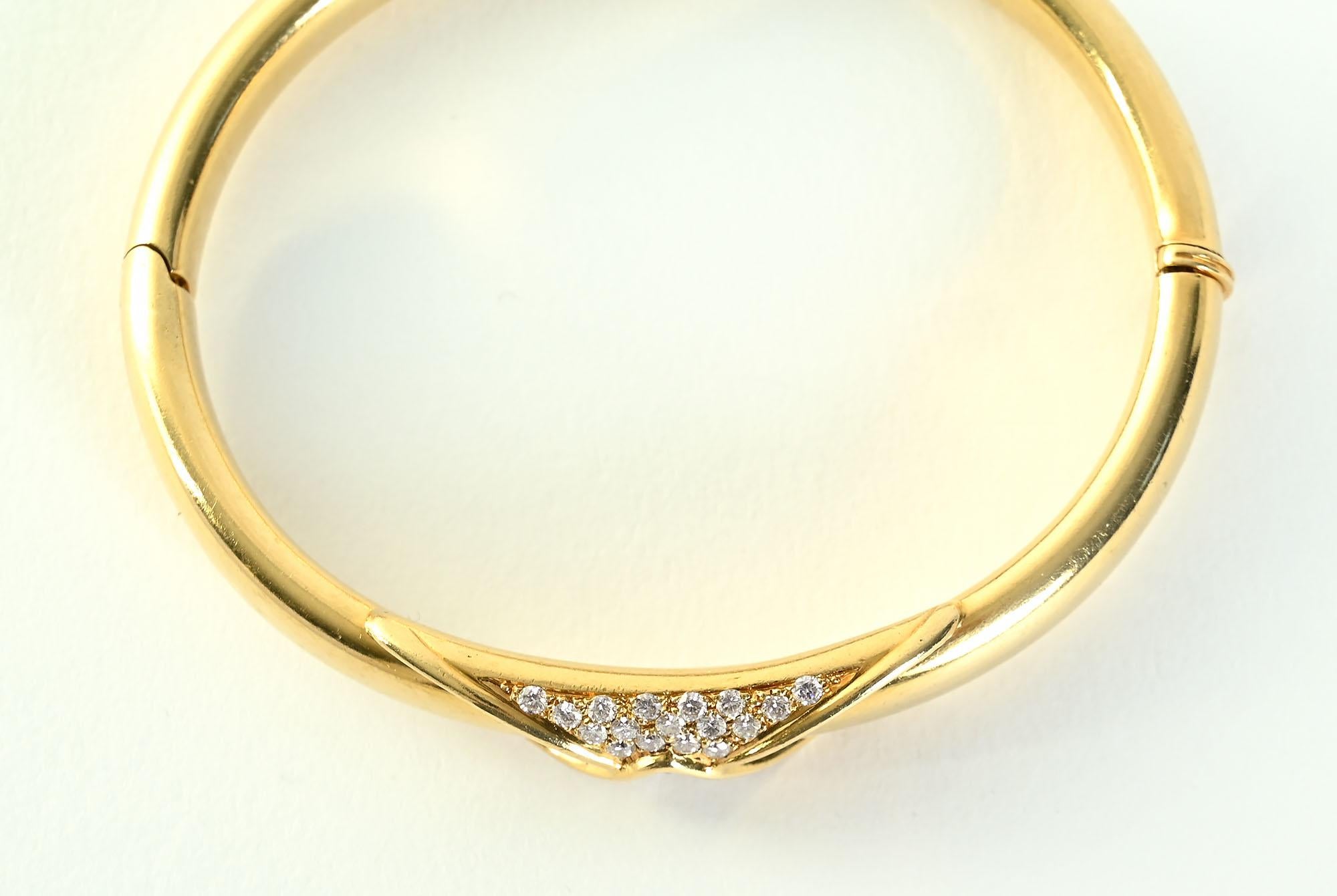 Modern Birks Gold Bangle Bracelet with Diamonds For Sale