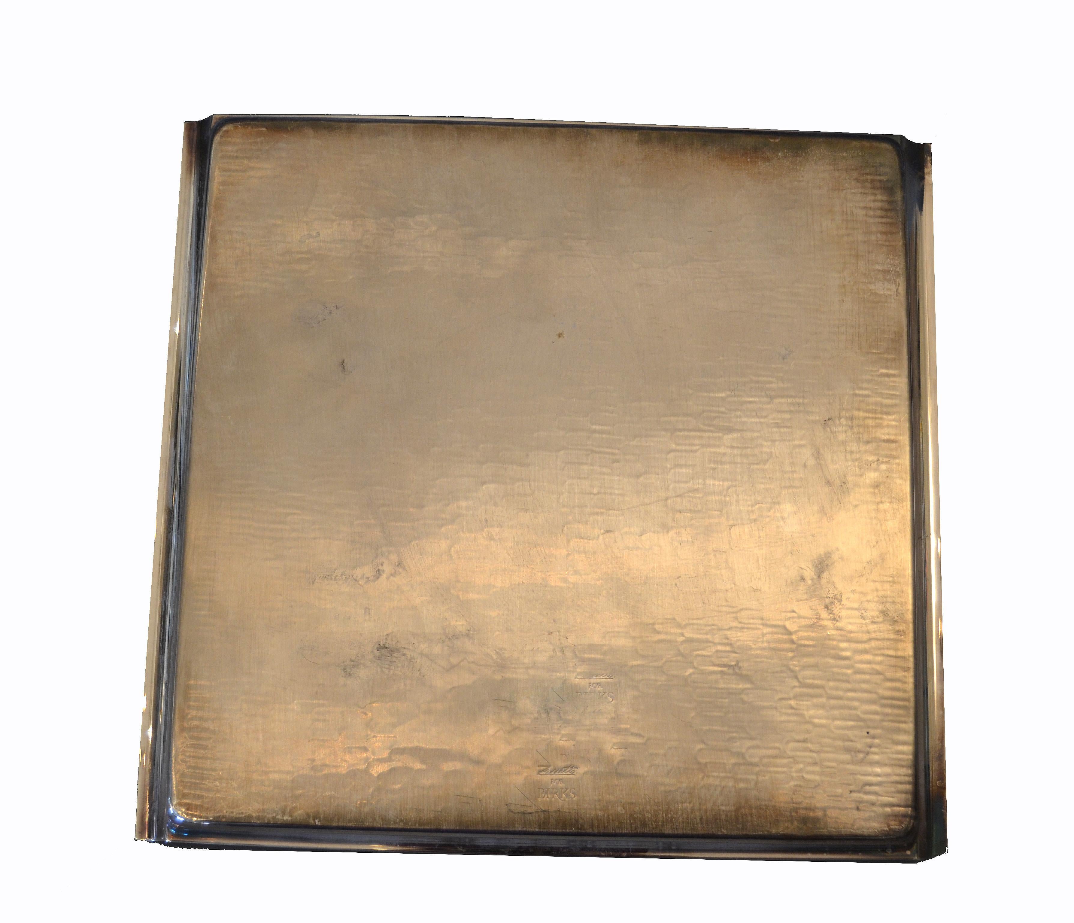 Birks Hollywood Regency Silver Plate Textured Rectangular Serving Tray America 1