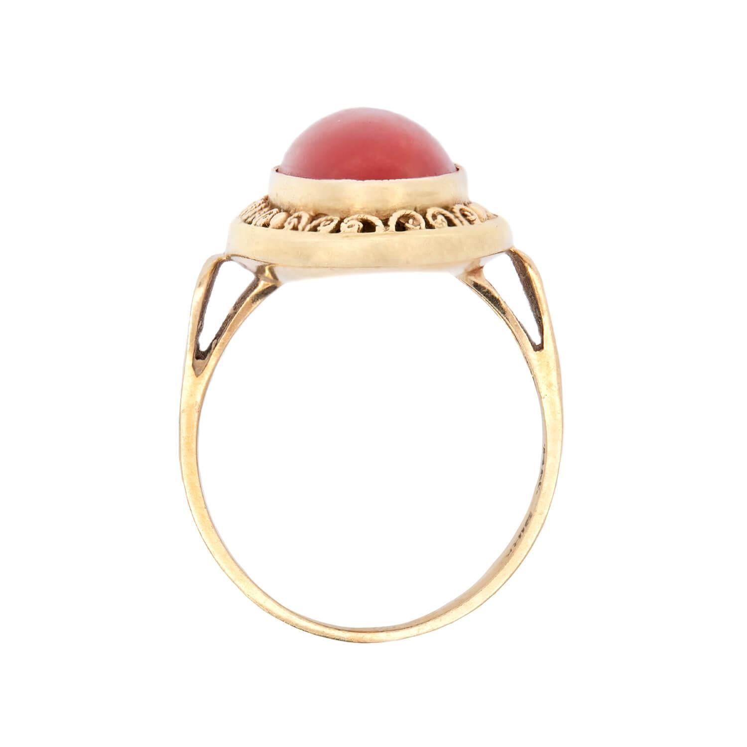 Bead BIRKS Late Victorian 14k Oxblood Coral Ring For Sale