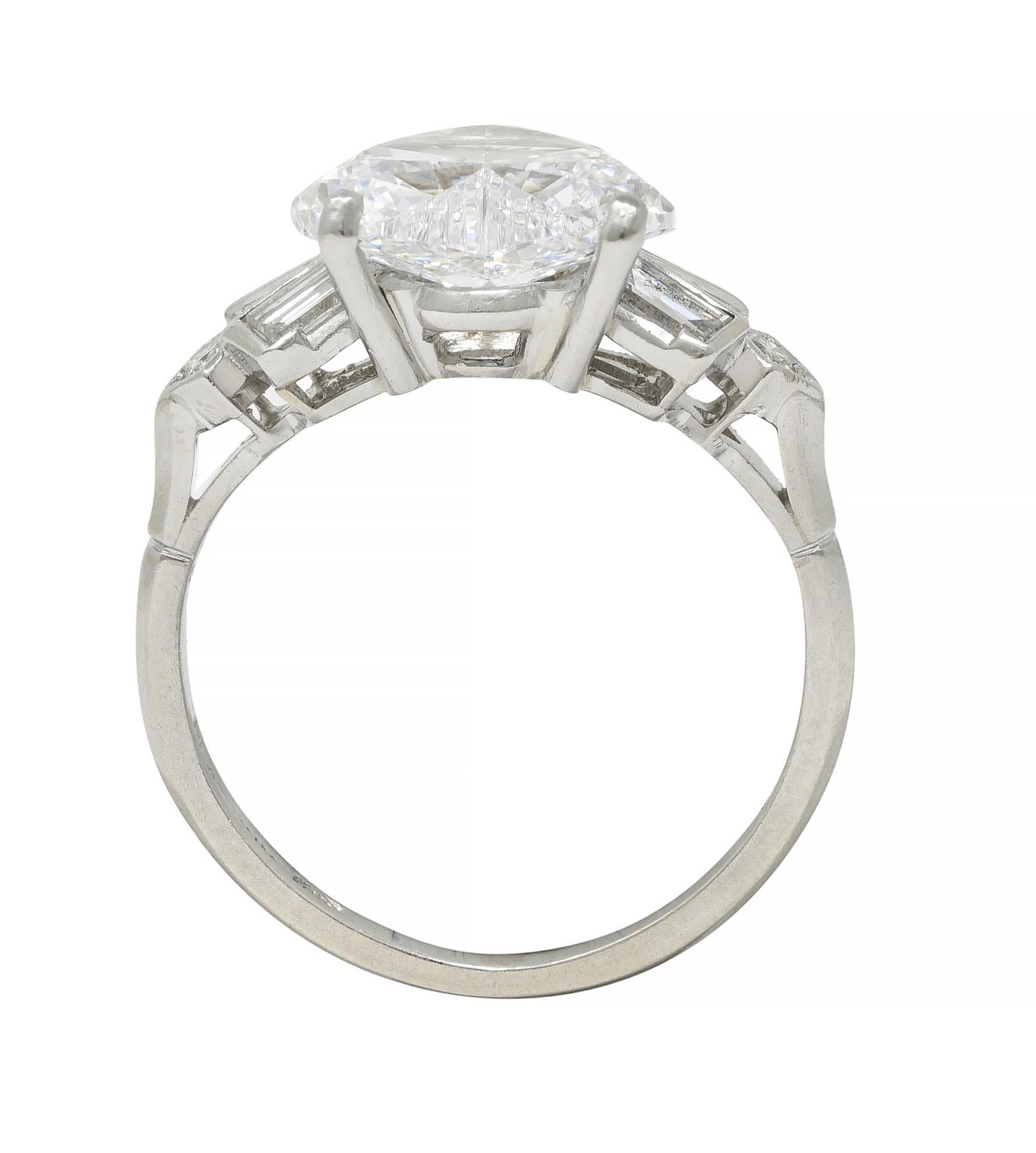 Birks Maison Mid-Century 2.88 CTW Heart Cut Diamond Platinum Engagement Ring GIA For Sale 7