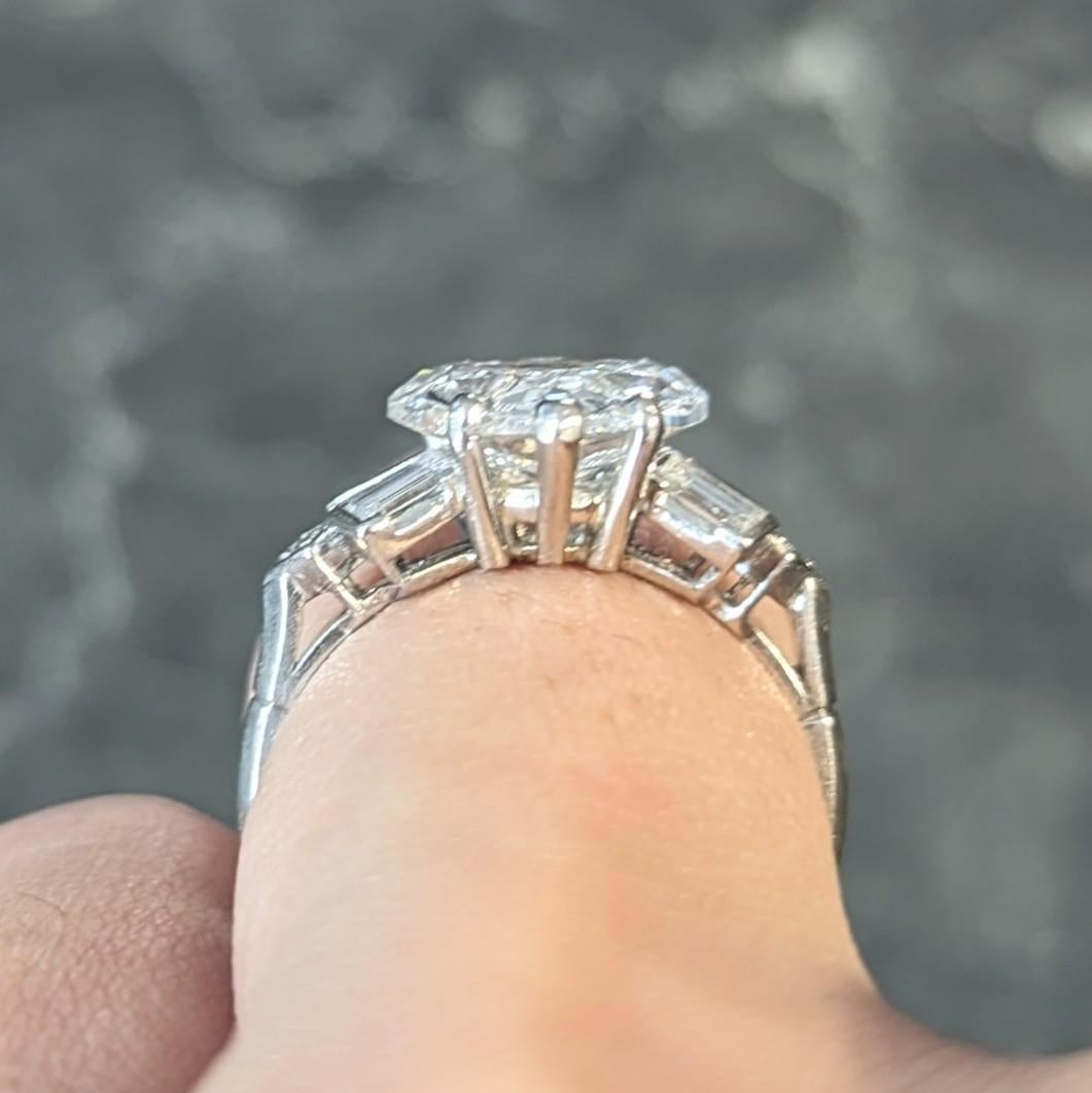 Birks Maison Mid-Century 2.88 CTW Heart Cut Diamond Platinum Engagement Ring GIA For Sale 11