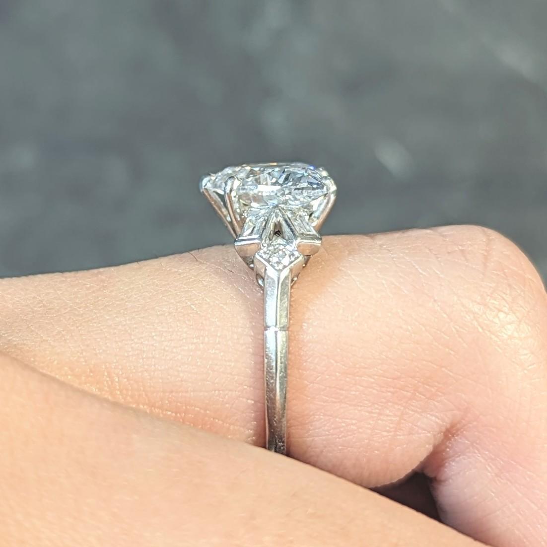 Birks Maison Mid-Century 2.88 CTW Heart Cut Diamond Platinum Engagement Ring GIA For Sale 12