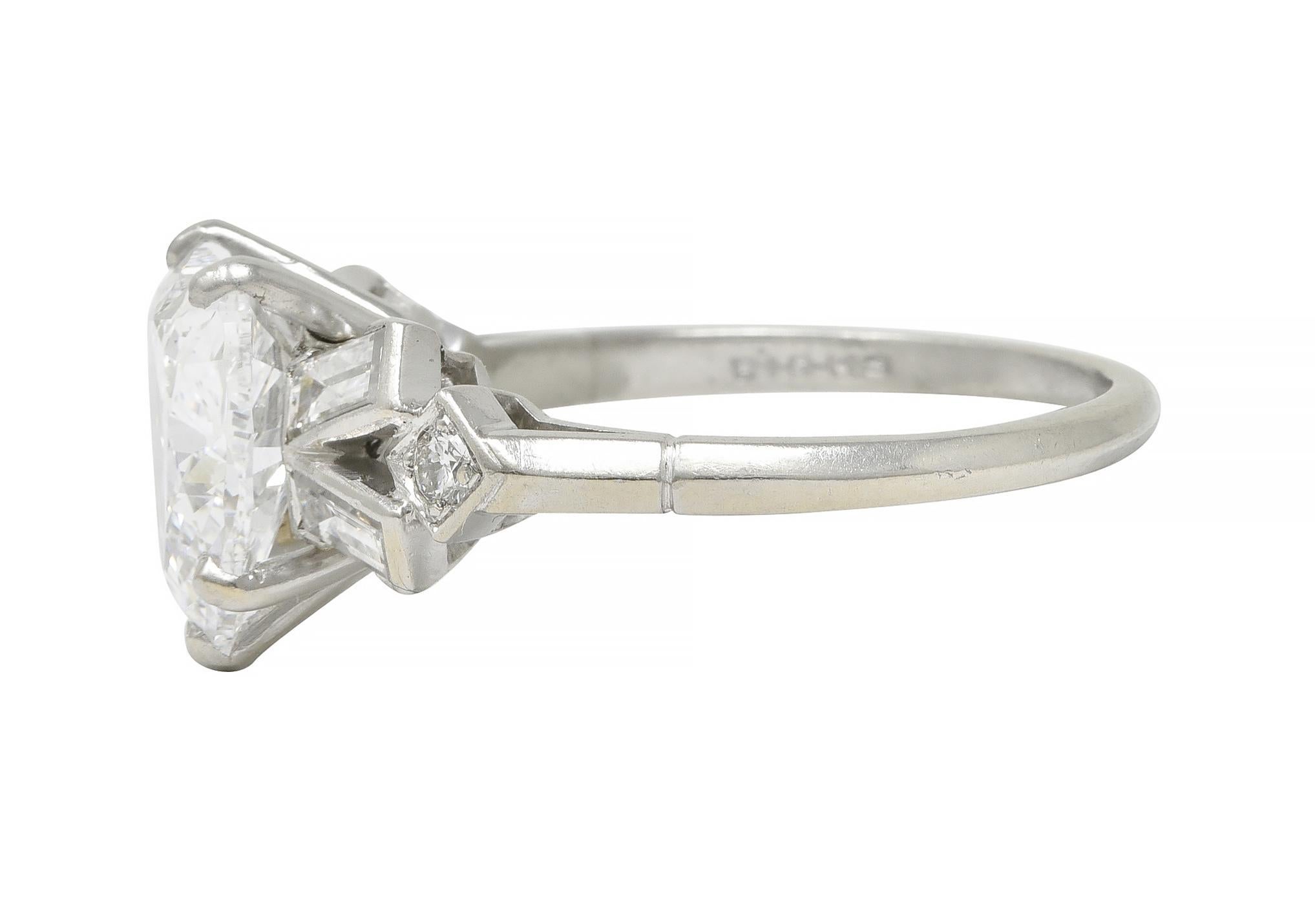 Birks Maison Mid-Century 2.88 CTW Heart Cut Diamond Platinum Engagement Ring GIA For Sale 2