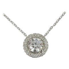 Birks & Mayors Platinum Diamond Halo Solitaire Pendant Necklace