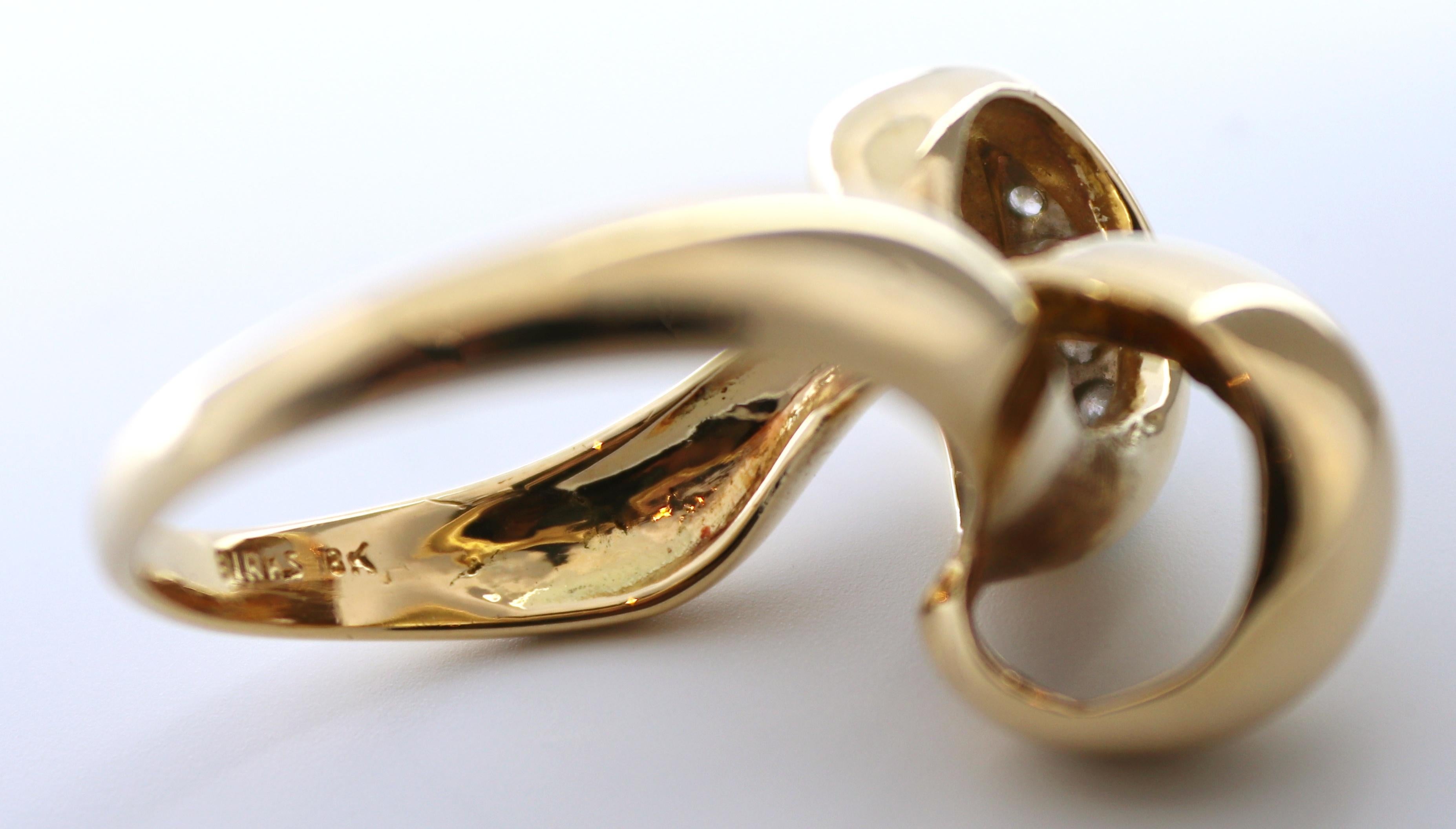 Birks Natural Diamond, 18K Yellow Gold Ribbon Ring For Sale 3