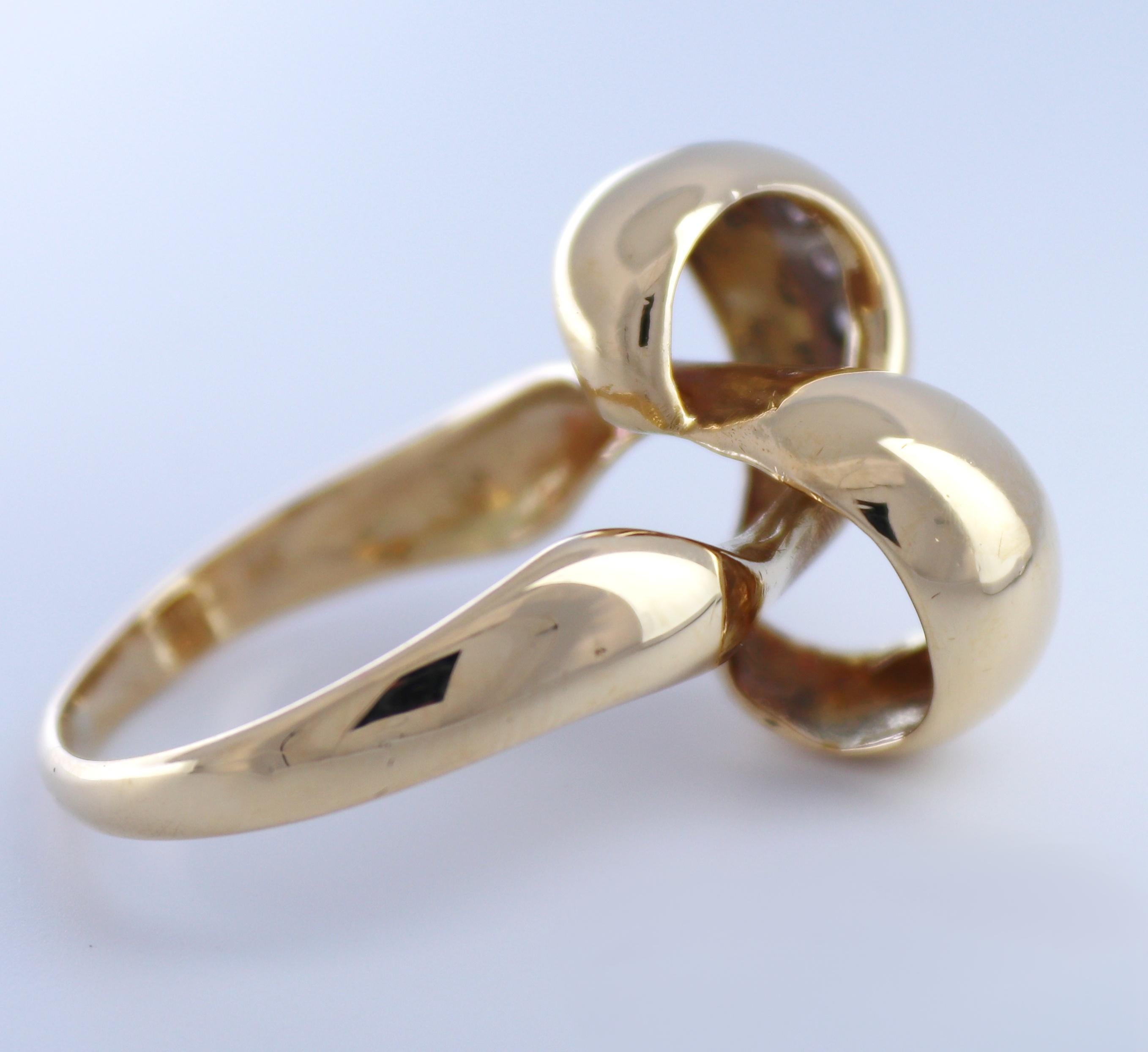 Birks Natural Diamond, 18K Yellow Gold Ribbon Ring For Sale 7