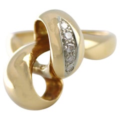 Vintage Birks Natural Diamond, 18K Yellow Gold Ribbon Ring