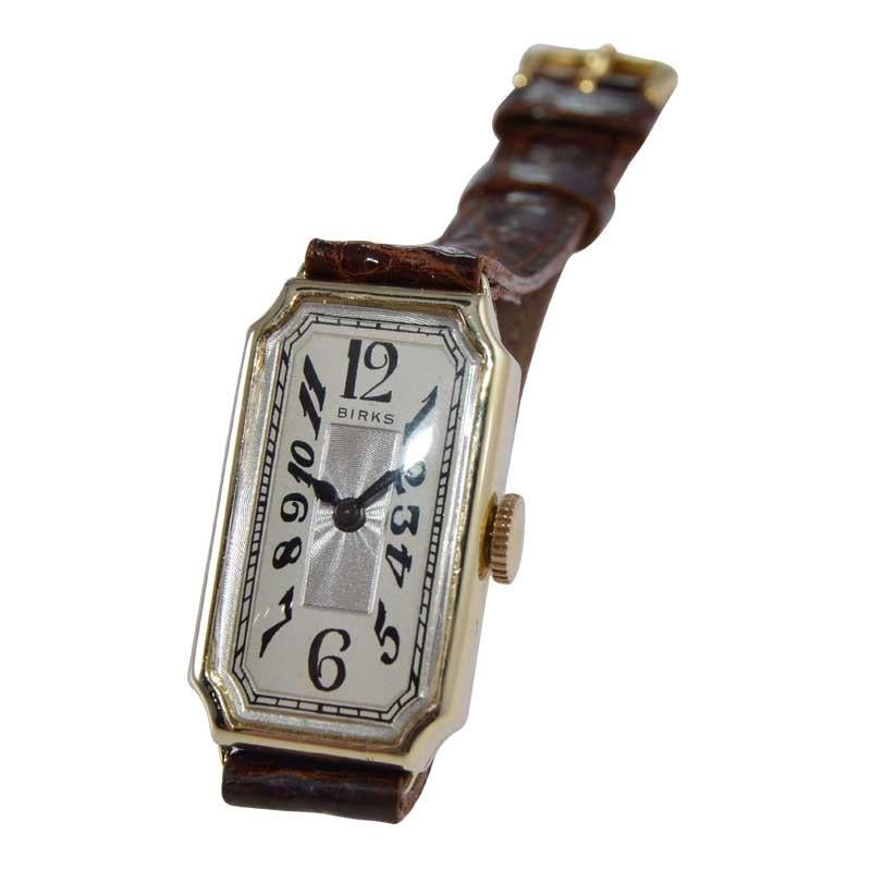 Birks of Canada 14kt. Solid Gold Art Deco Tank Style Watch, circa 1930's 6
