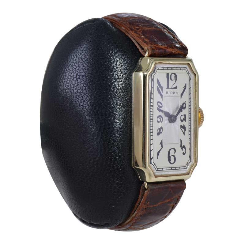 Birks of Canada 14kt. Solid Gold Art Deco Tank Style Watch, circa 1930's 1