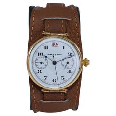 Used Birks of Canada Art Deco 18Kt. Solid Gold Chronograph with Enamel Dial, 1930's