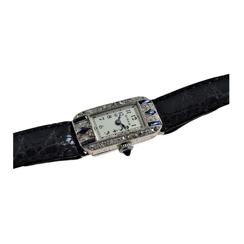 Birks of Canada Platinum Diamond Sapphire Art Deco Ladies Dress Watch 1