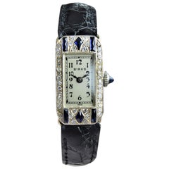 Montre habillée Art déco pour femmes Birks of Canada Platinum Diamond Sapphire