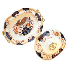 Antique English Ironstone Tureen, Hand Painted & Gilt Decorated, Early 19th C