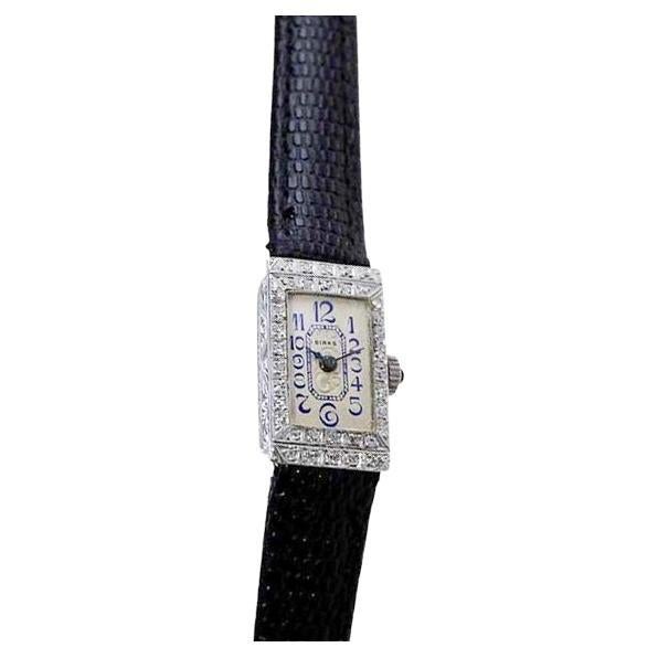 Birks Platinum Art Deco Ladies Watch with Kiln Fired Blue Enameled Dial 1930's For Sale 4