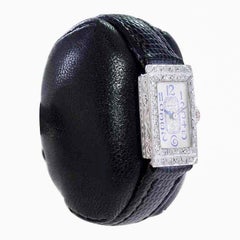 Birks Orologio da donna Art Deco in platino con quadrante smaltato blu cotto a forno anni '30