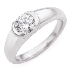 Anillo de compromiso elegante Birks de platino con certificado GIA de 0,72 ct H VS2