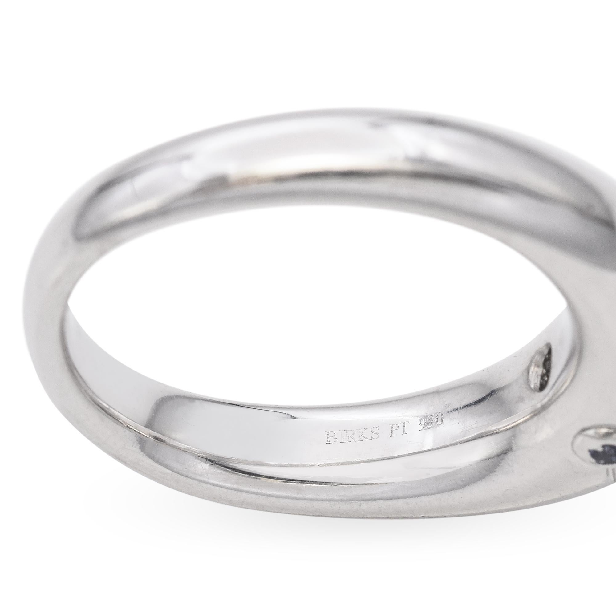 Birks Platinum GIA Certified 0.72ct H VS2 Sleek Engagement Ring For Sale 3