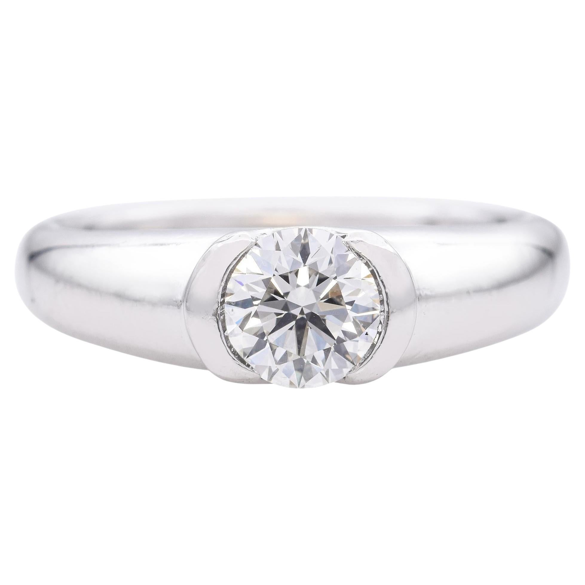 Birks Platinum GIA Certified 0.72ct H VS2 Sleek Engagement Ring
