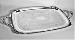 Birks Regency Silver Plated Serving Tray with Ornate Handles & Engraving