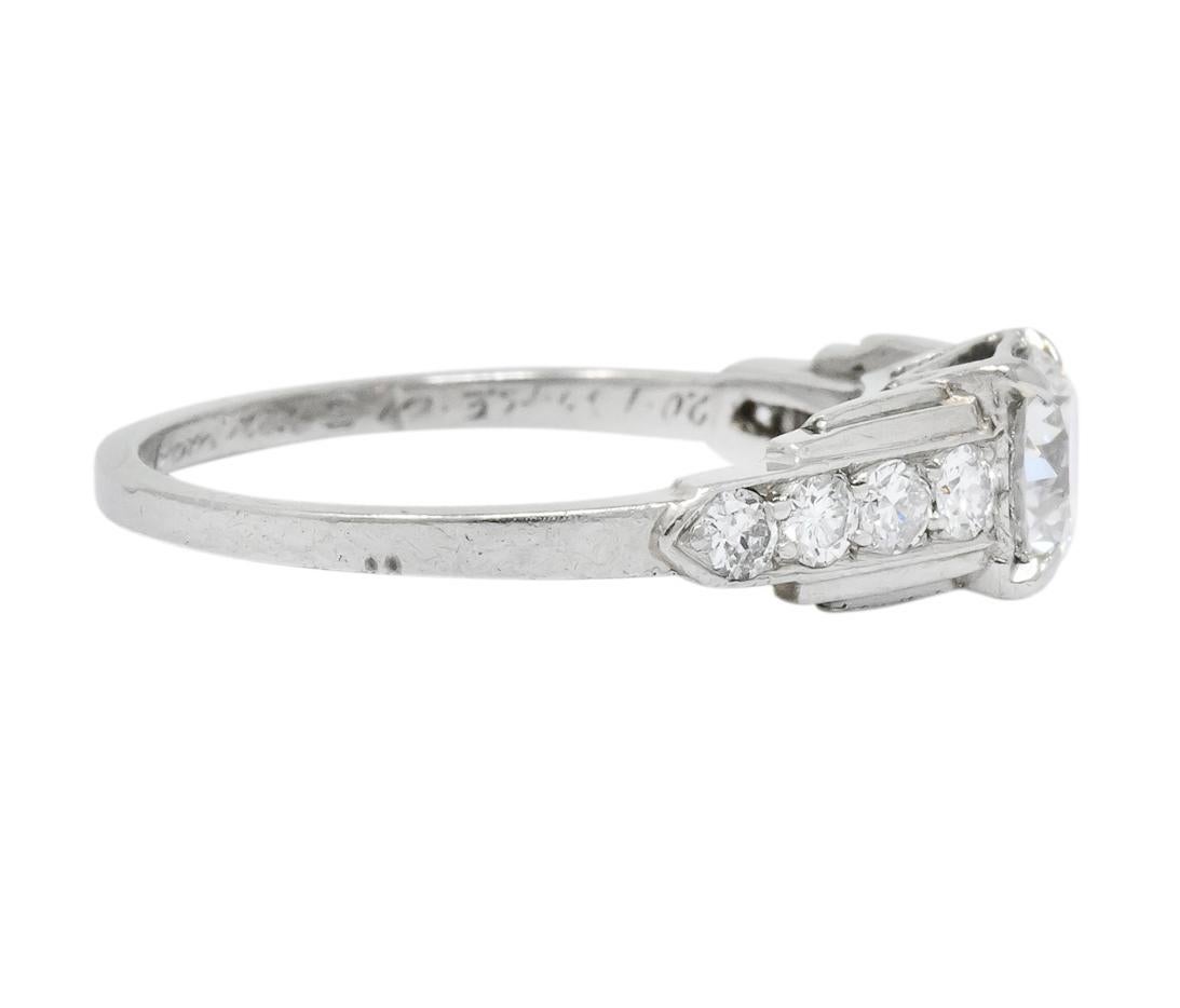 Round Cut Birks Retro 0.82 Carat Diamond Platinum Engagement Ring