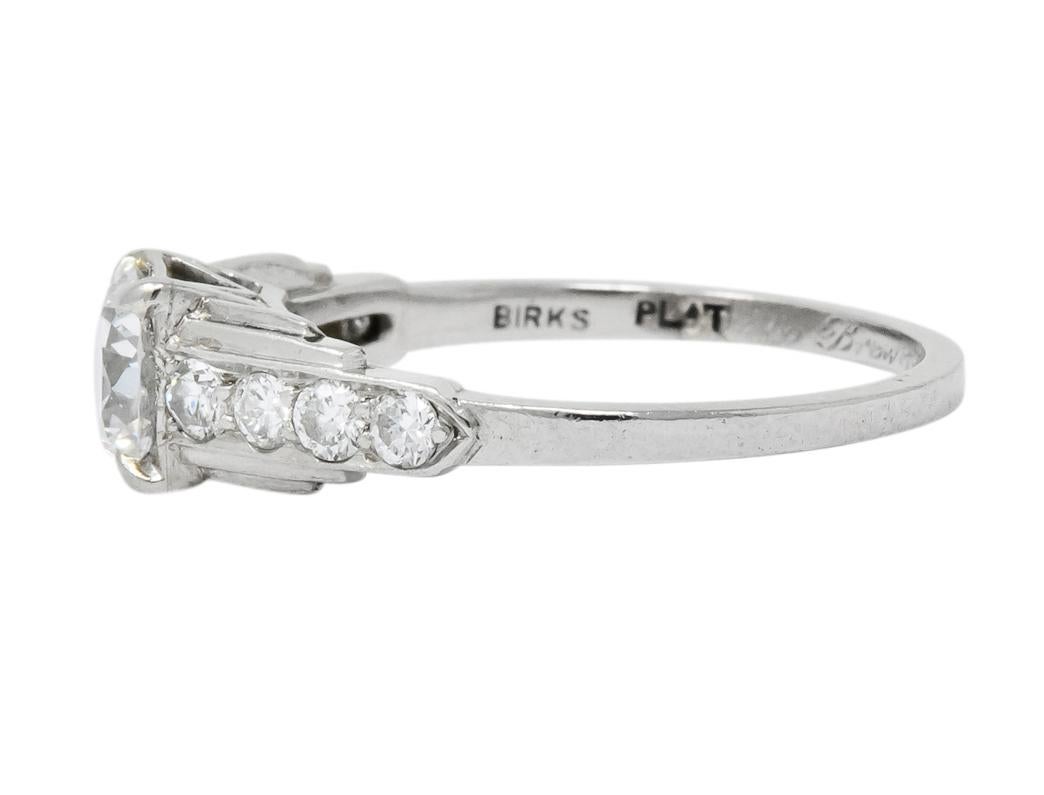 Women's or Men's Birks Retro 0.82 Carat Diamond Platinum Engagement Ring