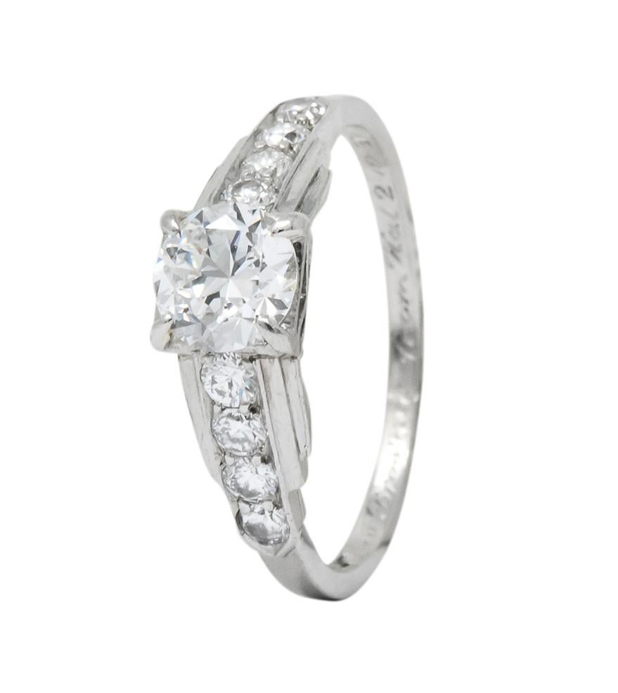 Birks Retro 0.82 Carat Diamond Platinum Engagement Ring 4