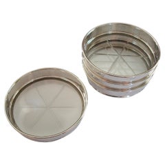 BIRKS - Set of Four Sterling Silver & Cut Glass Coasters - Canada - 20th Century