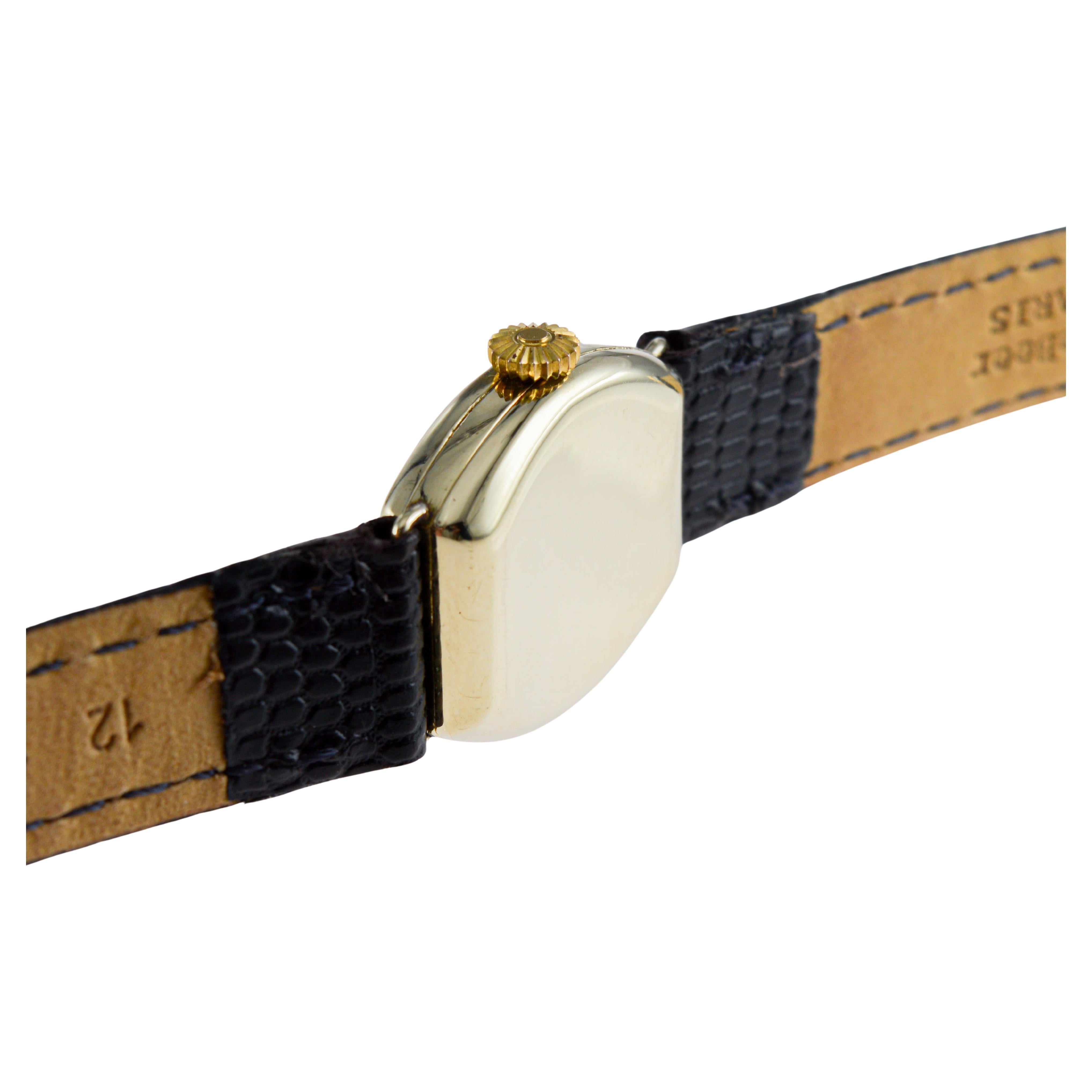 Birks & Sons 14Kt Solid Gold Art Deco Ladies Watch with Breguet Numeral Dial For Sale 9