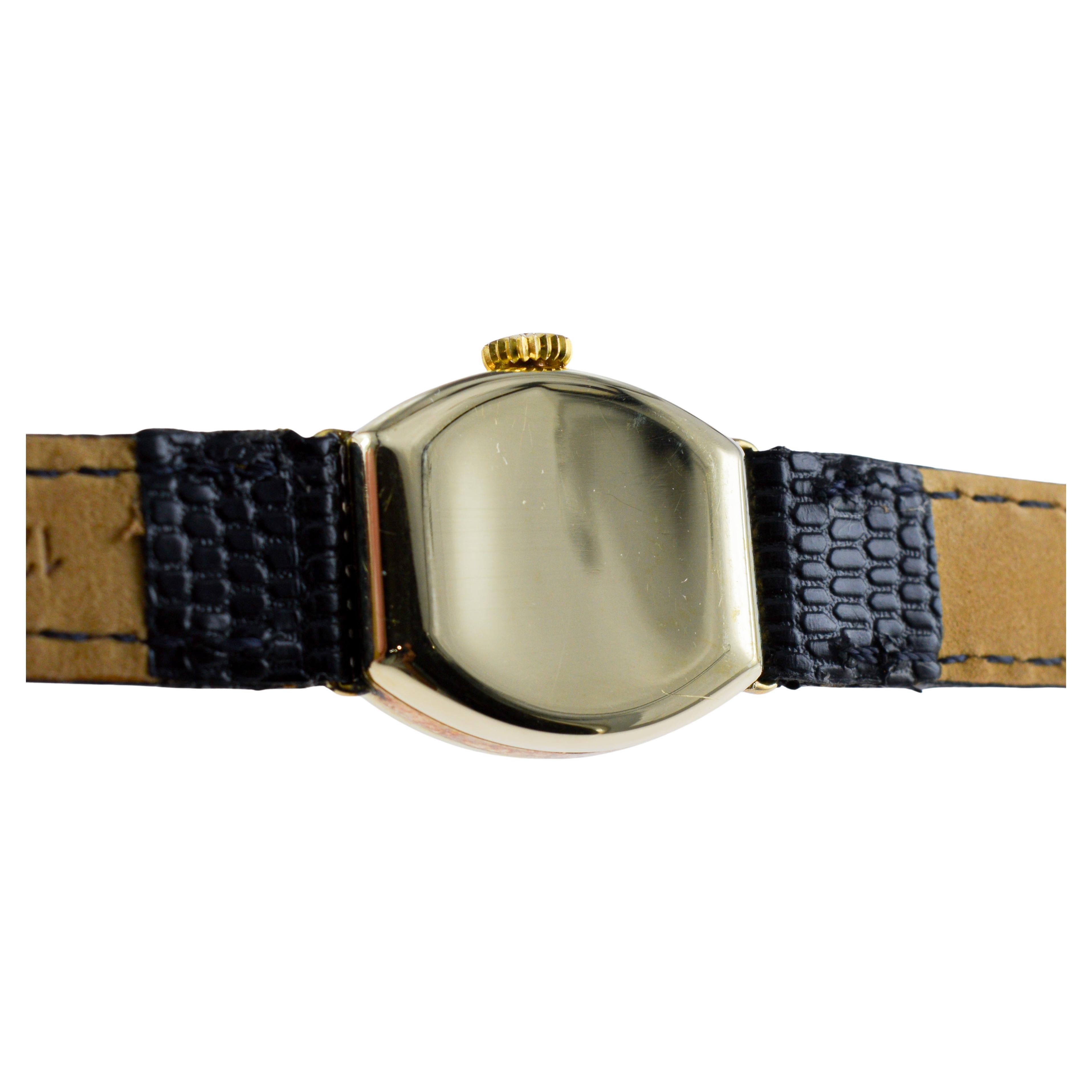 Birks & Sons 14Kt Solid Gold Art Deco Ladies Watch with Breguet Numeral Dial For Sale 10