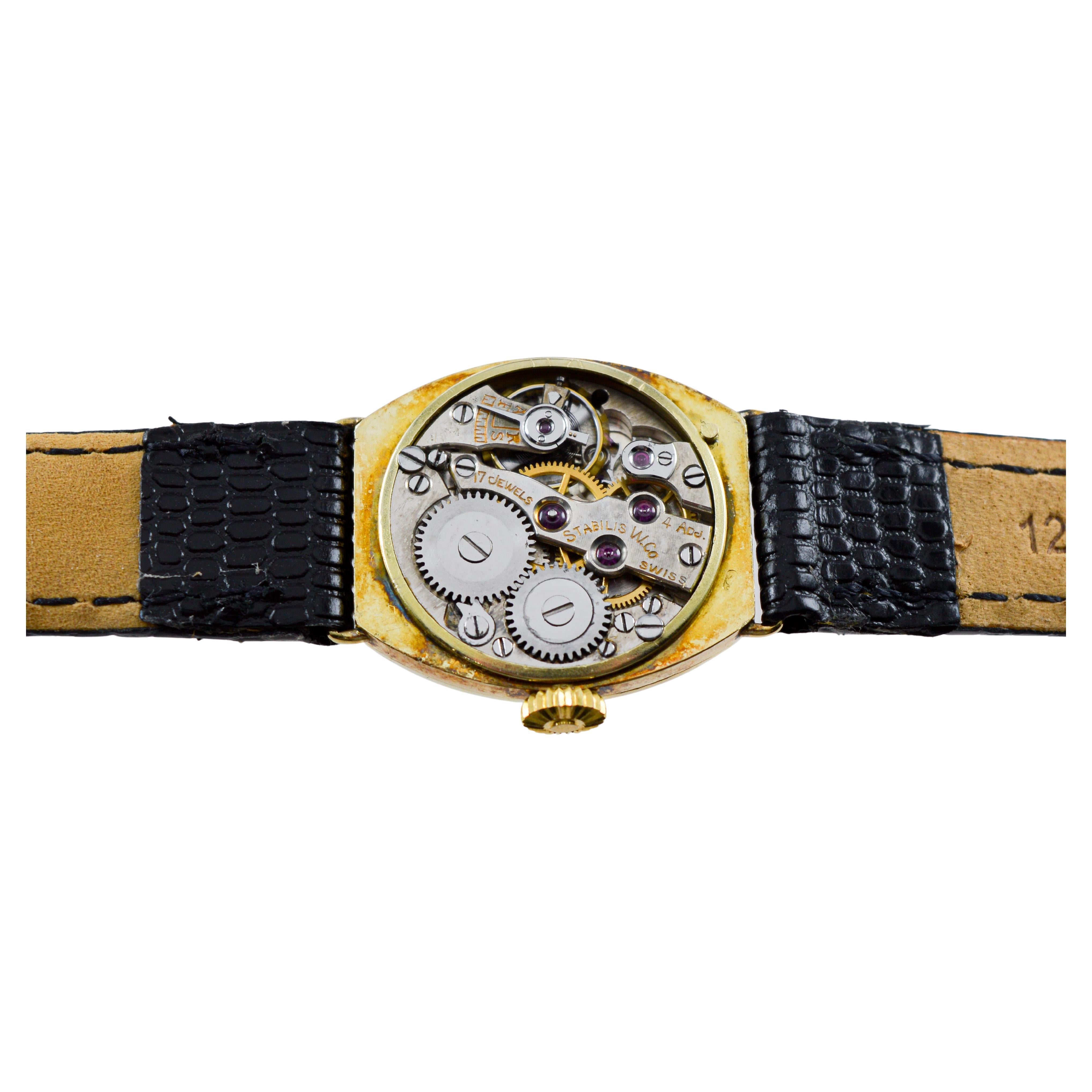 Birks & Sons 14Kt Solid Gold Art Deco Ladies Watch with Breguet Numeral Dial For Sale 12