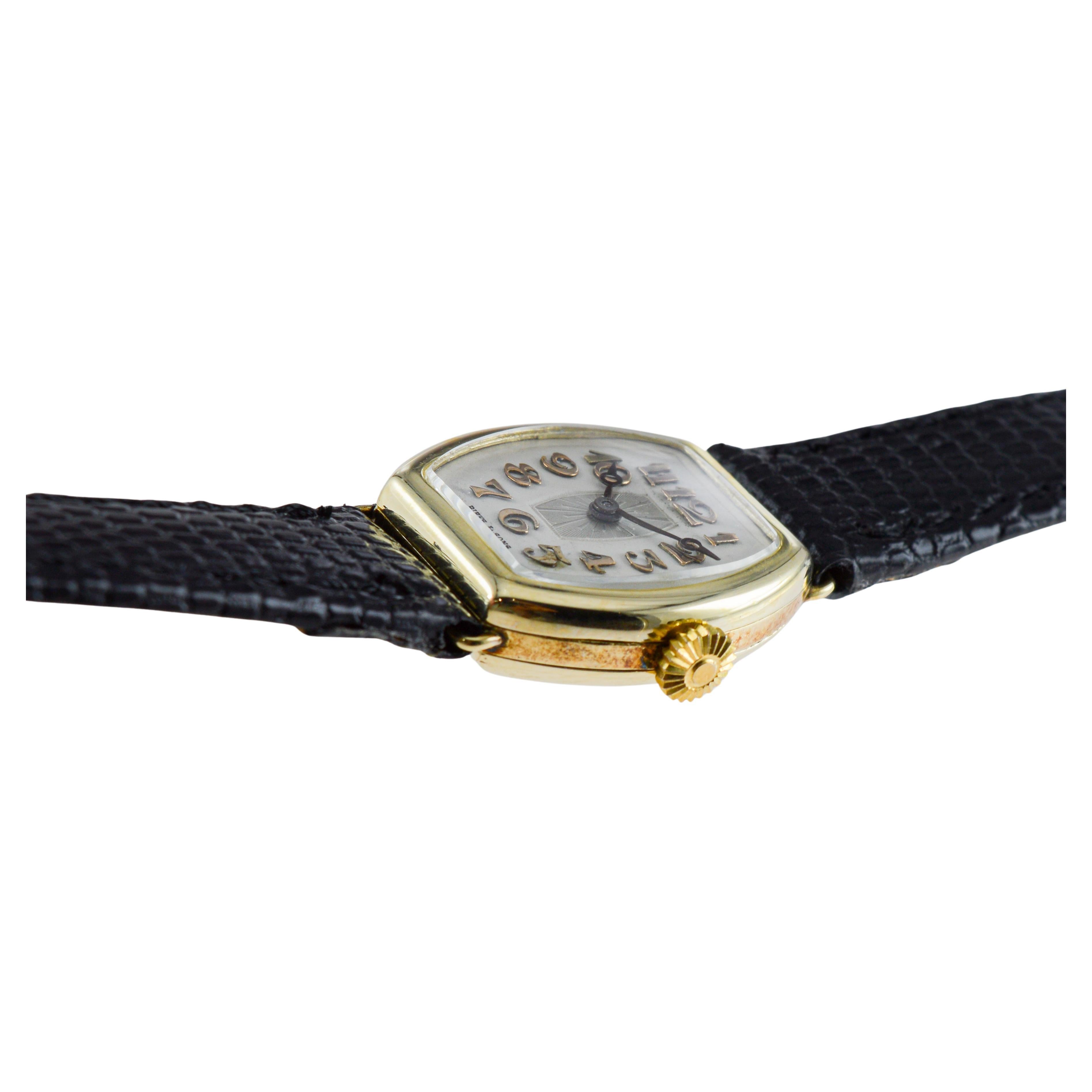 Birks & Sons 14Kt Solid Gold Art Deco Ladies Watch with Breguet Numeral Dial For Sale 5