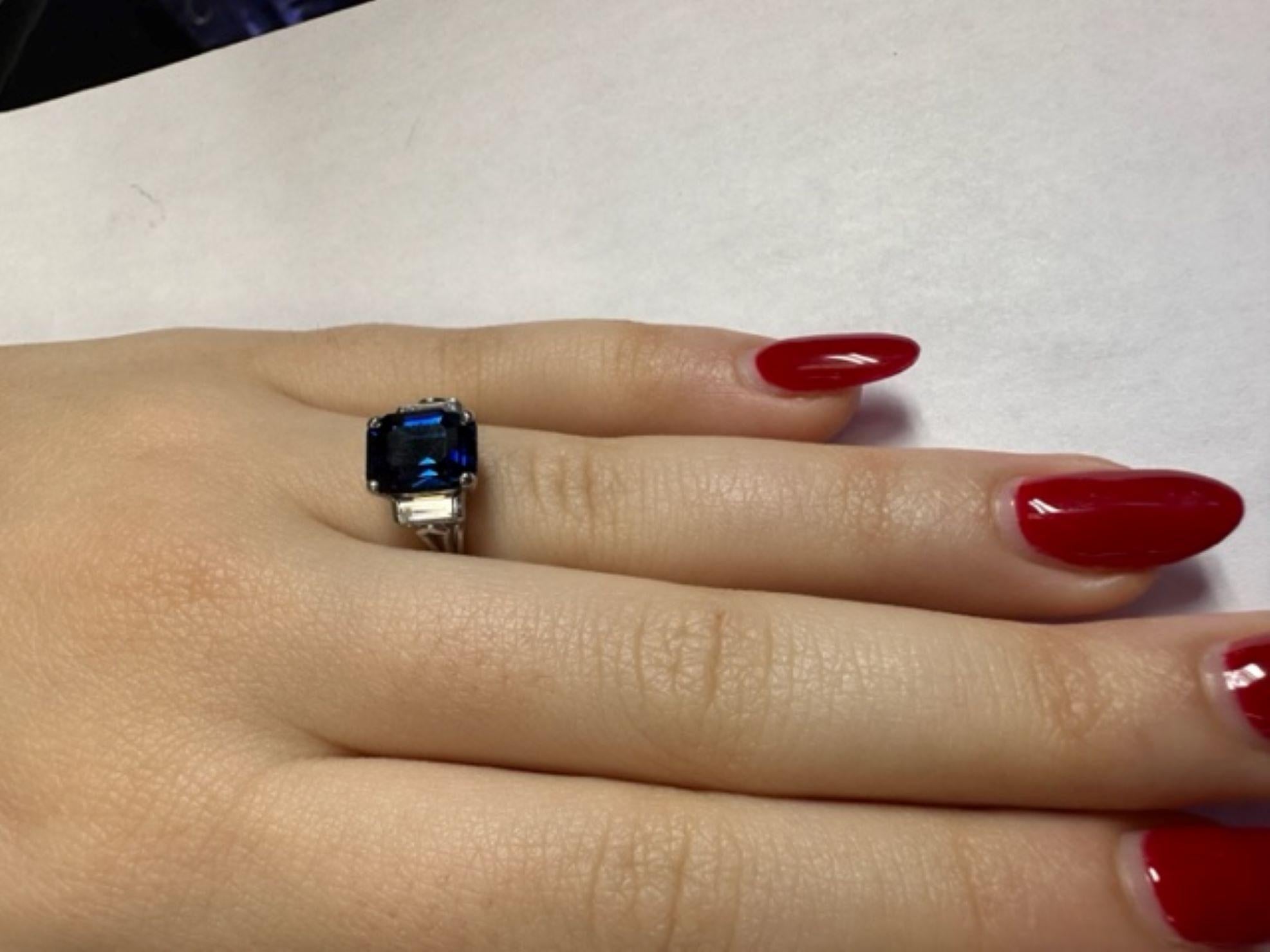 Birks & Sons Art Deco Burma Sapphire Diamond Platinum Ring For Sale 3
