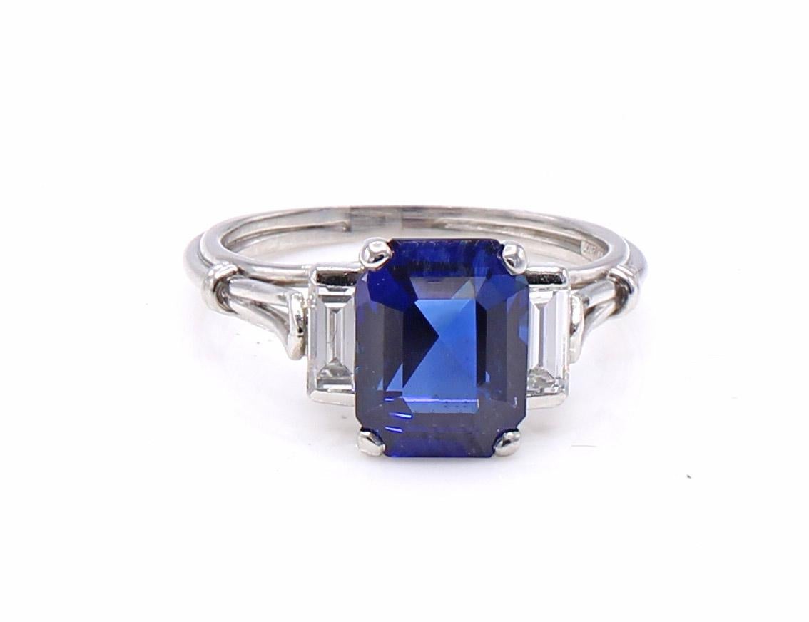 Birks & Sons Art Deco Burma Sapphire Diamond Platinum Ring 4